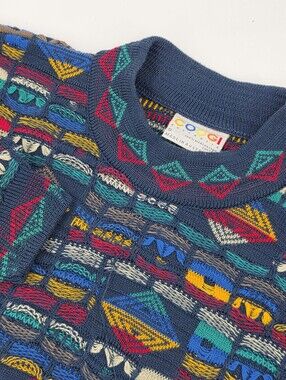Coogi Men's Vintage 3D Knit Sweater Multicolor Mens Size Small S 90s Australia